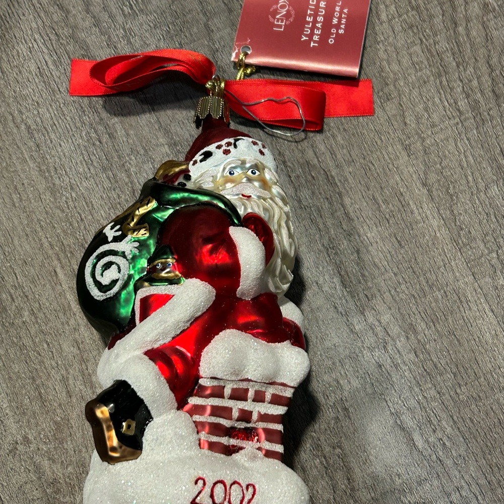 Lenox Santa Ornament with Red and Green Accents